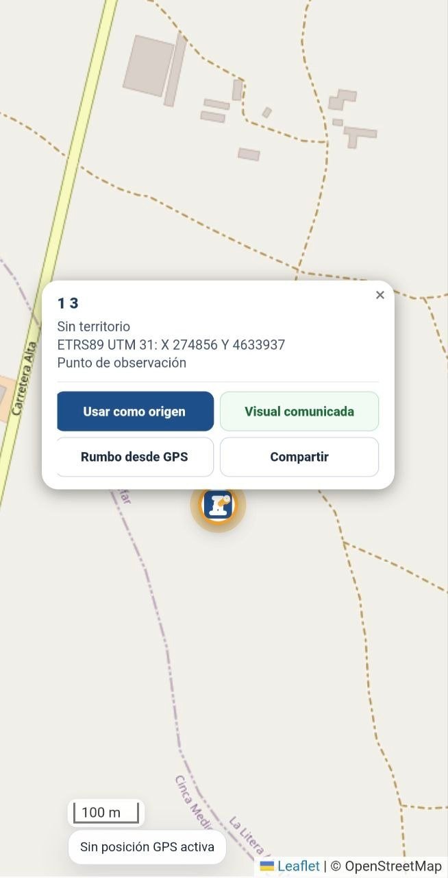 Popup de un punto de observación importado con la opción Visual comunicada